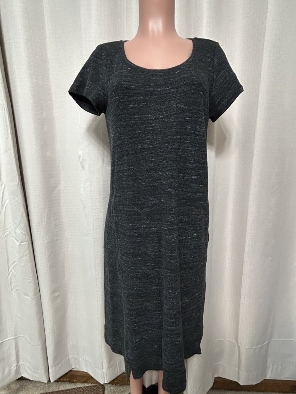 J. Jill Pure Jill Short Sleeve Pullover Midi Dress Women's Size S Heather Gray